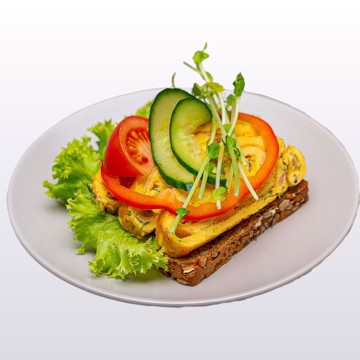 Smørbrød med skinkeomelett